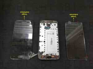 Αντικατάσταση οθόνης σε τηλέφωνο Samsung Galaxy J330 (2017) μαύρο