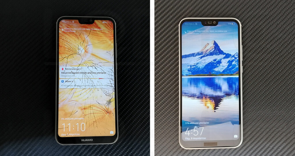 Αντικατάσταση οθόνης σε τηλέφωνο Huawei P20 Lite χρυσό