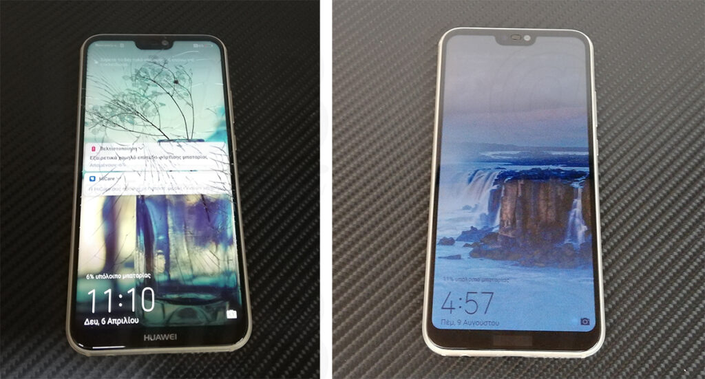 Αντικατάσταση οθόνης σε τηλέφωνο Huawei P20 Lite χρυσό