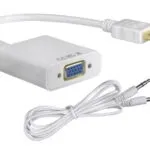 POWERTECH αντάπτορας HDMI σε VGA CAB-H072, καλώδιο 3.5mm, 0.20m, λευκός