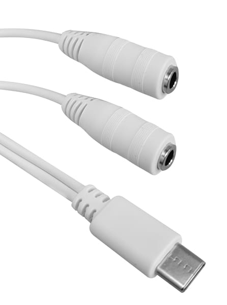 CAB-UC055.jpg POWERTECH καλώδιο USB-C σε 2x 3.5mm CAB-UC055, 0.20m, λευκό - Image 1