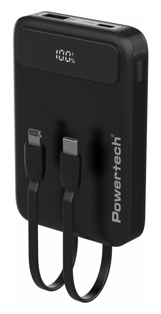 PT-1417.jpg POWERTECH power bank με καλώδια και οθόνη PT-1417 10000mAh, 22.5W, μαύρο - Image 1