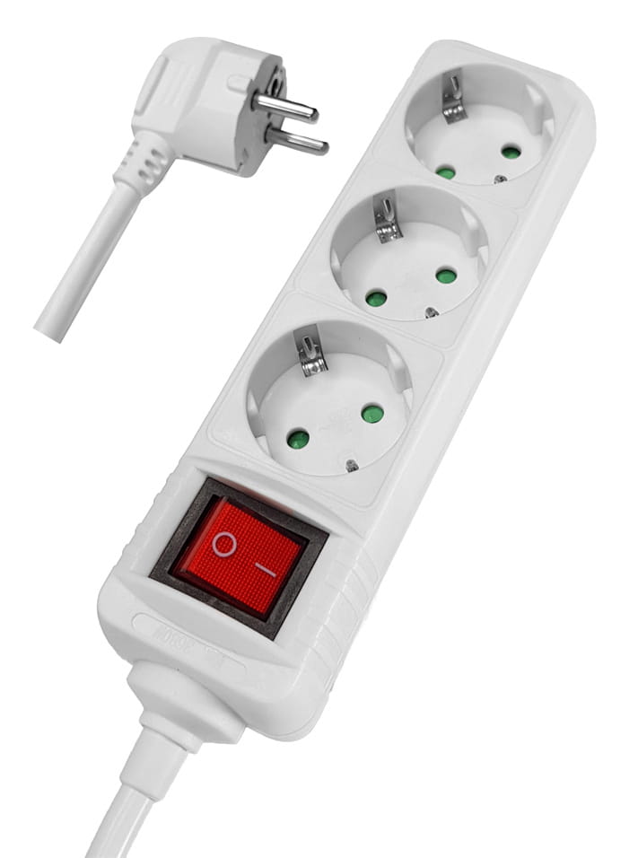 PT-873.jpg POWERTECH πολύπριζο PT-873, 3x schuko, 16A, 1.5m, λευκό - Image 1
