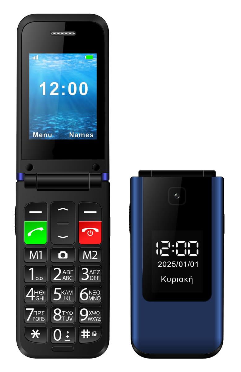PTM-26.jpg POWERTECH κινητό τηλέφωνο Sentry Dual II V2, 2 οθόνες, dual SIM, πλήκτρο SOS, μπλε - Image 1