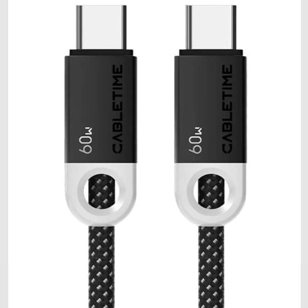 CABLETIME καλώδιο USB-C CT-CM60-PBW, 60W PD, 480Mbps, 1m, μαύρο